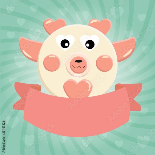 cute creature with banner