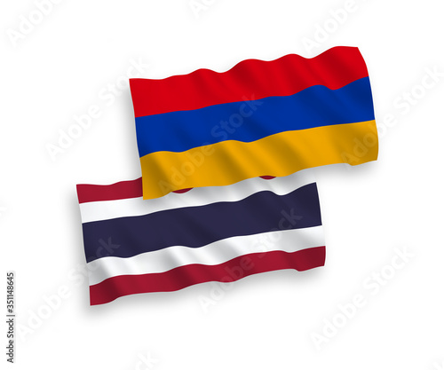 Flags of Armenia and Thailand on a white background