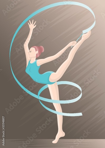 A rhythmic gymnastics woman in action illustration.