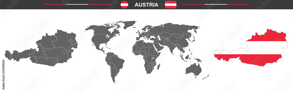 Naklejka premium vector map flag of Austria isolated on white background