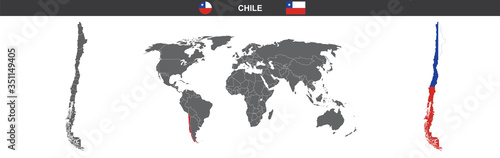 vector map flag of Chile isolated on white background