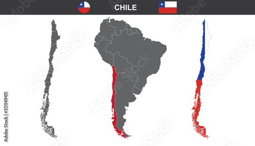 vector map flag of Chile isolated on white background