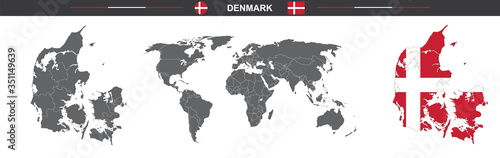 vector map flag of Denmark isolated on white background