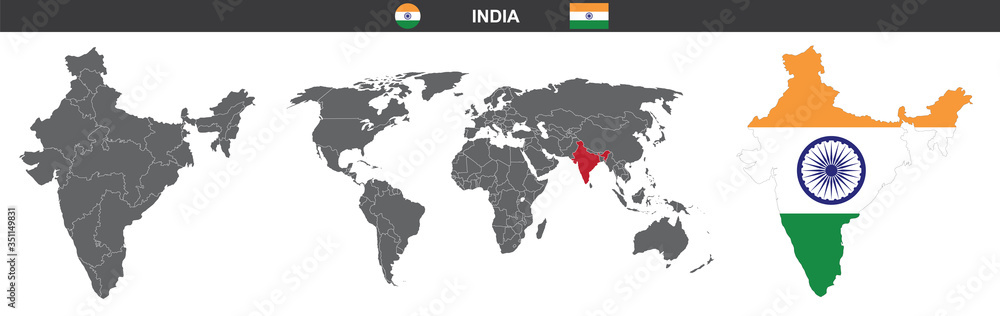 vector map flag of India isolated on white background vector map flag of India isolated on white background