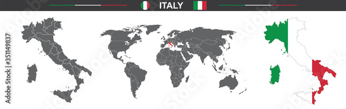 vector map flag of Italy isolated on white background