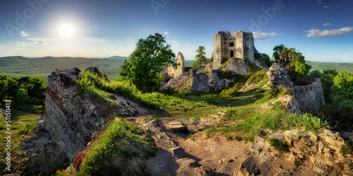 Slovakia - Ruin of castle Gymes at sunset, Europe