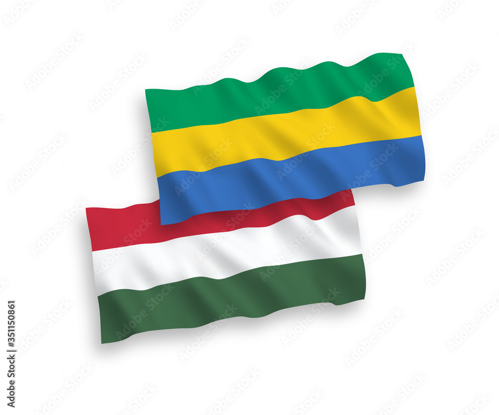 Naklejka premium Flags of Gabon and Hungary on a white background