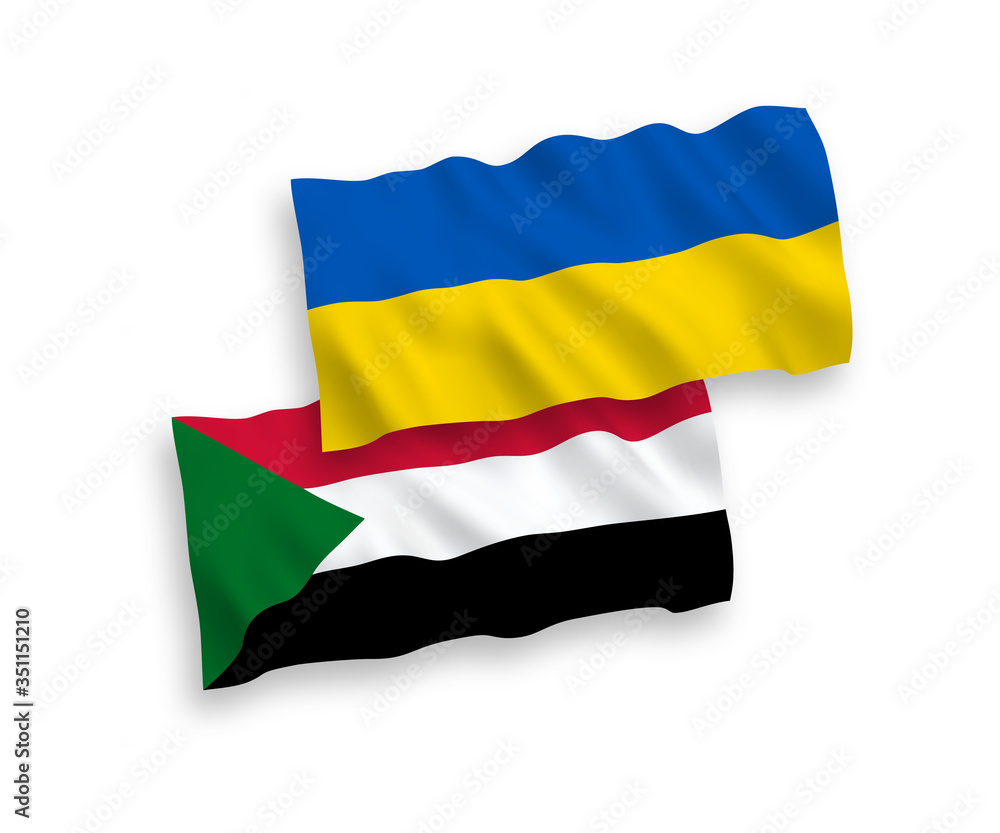 Flags of Sudan and Ukraine on a white background Flags of Sudan and Ukraine on a white background