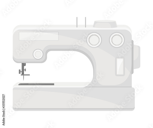 Sewing Machine as Tailoring Equipment for Atelier Vector Illustration