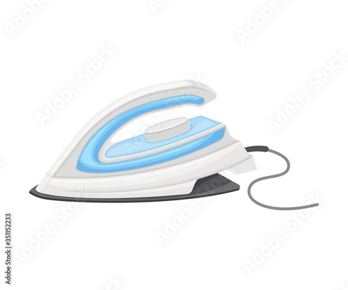 Iron as Electric Appliance for Pressing and Steaming Clothing Items Vector Illustration