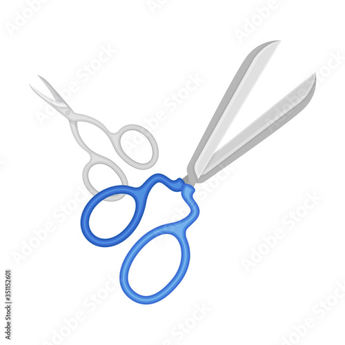 Sewing and Tailoring Equipment with Pair of Scissors Vector Illustration