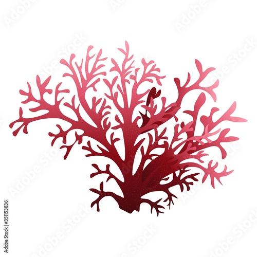 Sea red coral isolated on white background, stock vector illustration for design and decoration