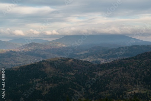 Beskid mountains Pilsko Polish mountains and hills aerial drone photo