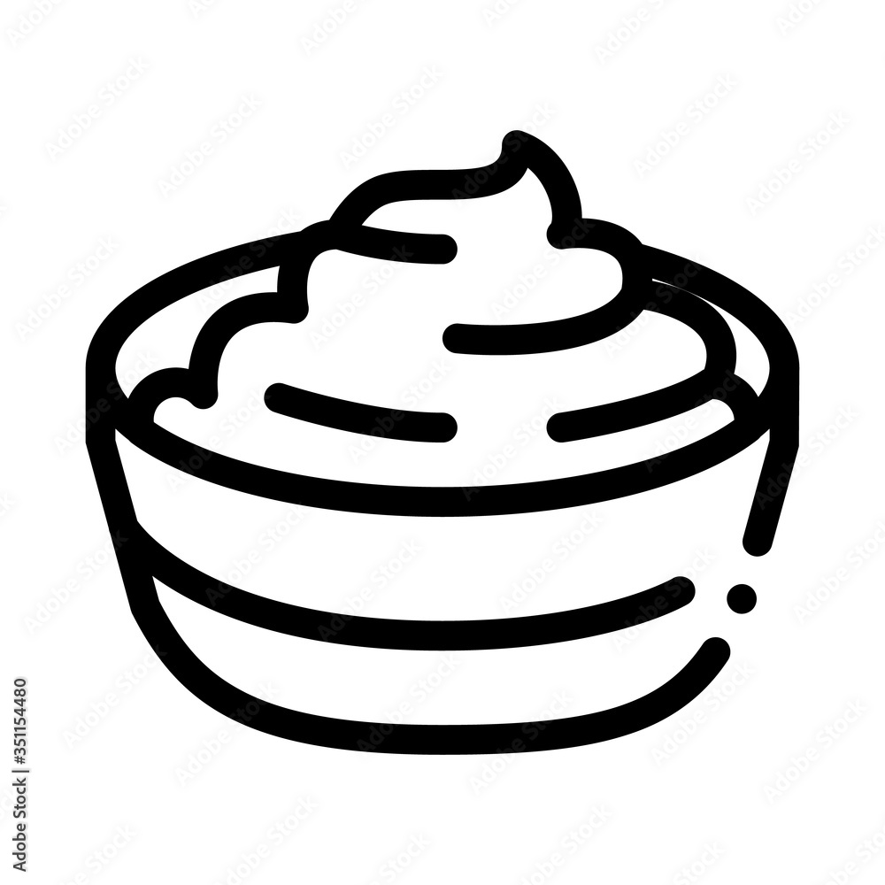 bowl of finished mayonnaise icon vector. bowl of finished mayonnaise sign. isolated contour symbol illustration bowl of finished mayonnaise icon vector. bowl of finished mayonnaise sign. isolated contour symbol illustration