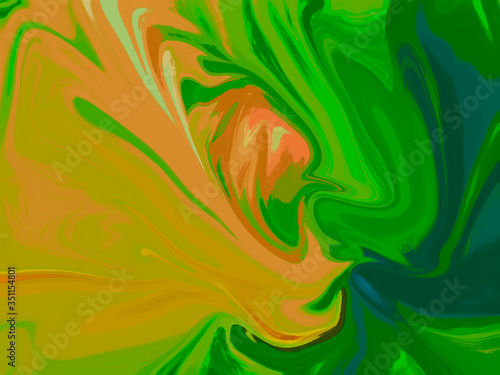 Fluid abstract green yellow background. modern desing textile