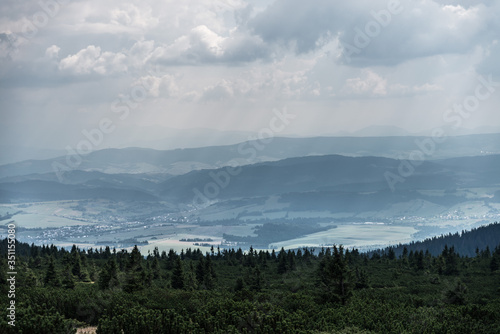 Beskid mountains Pilsko Polish mountains and hills aerial drone photo