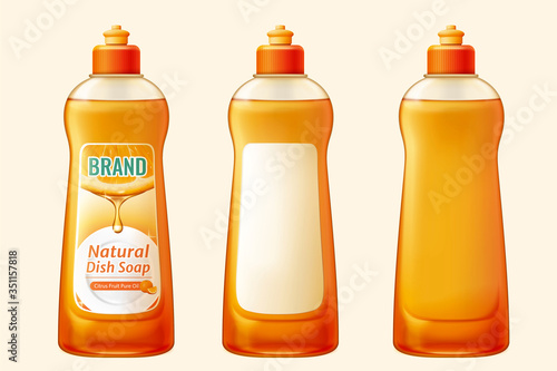 Natural orange dish soap mockup