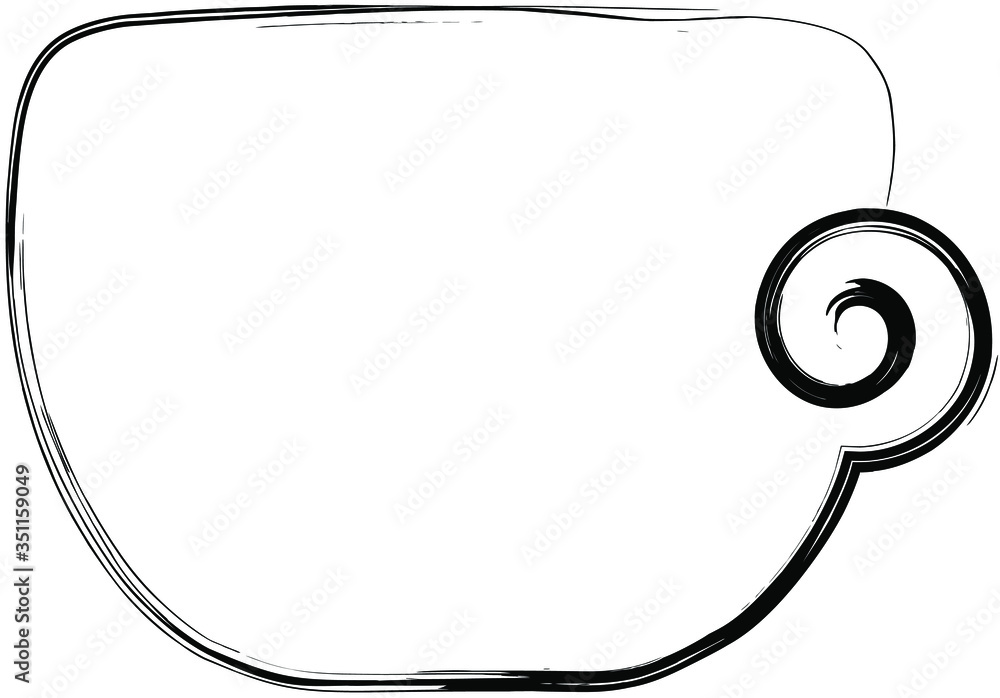Obraz premium Cup - a black outline is drawn in the style of doodle, dishes for coffee. Tea party symbol in abstract form, icon for a coffee shop.