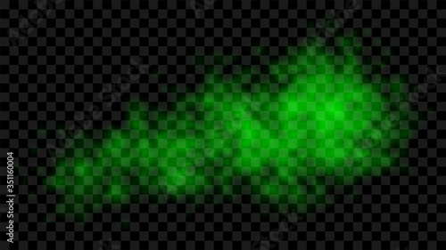 Realistic vector bad smell or stink cloud, green vapour. Bad smell. Clouds of farting, smoke or stench gases. Green stink cloud, smog, chemical vapor, stench spray isolated on transparent background.