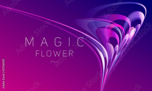 Abstract dynamic composition of gradient blured lines forming flower blossom composition moving in chaotic vectors, cover wallpaper