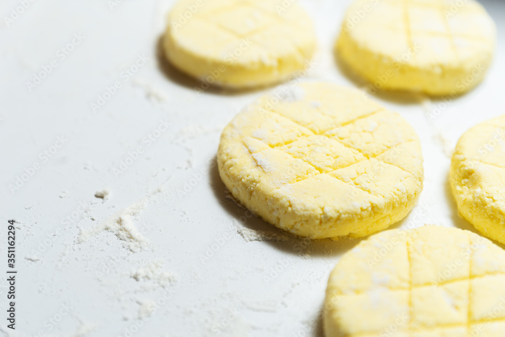 The process of making cheese pancakes The process of making cheese pancakes