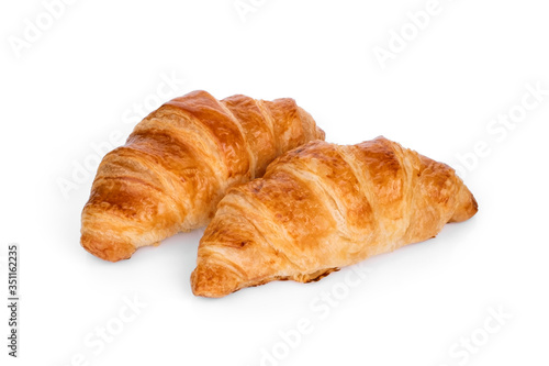 two croissant isolated on white background