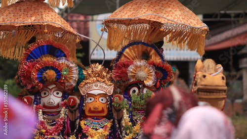 Photography BATAM ISLAND, INDONESIA - MARCH 6, 2019 - unique large statue during the Ogoh Og