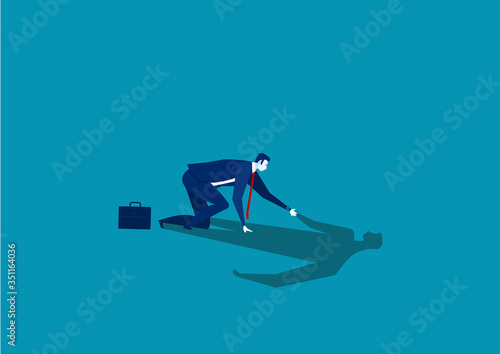  businessman helping his own shadow to stand up.concept business fail vector.