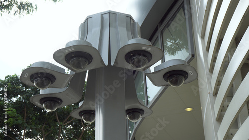 Multiple Surveillance CCTV Cameras in City of Singapore - Facial Recognition and Tracking
