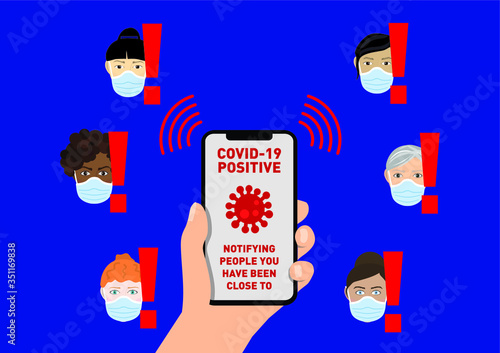 Coronavirus contact tracing app vector