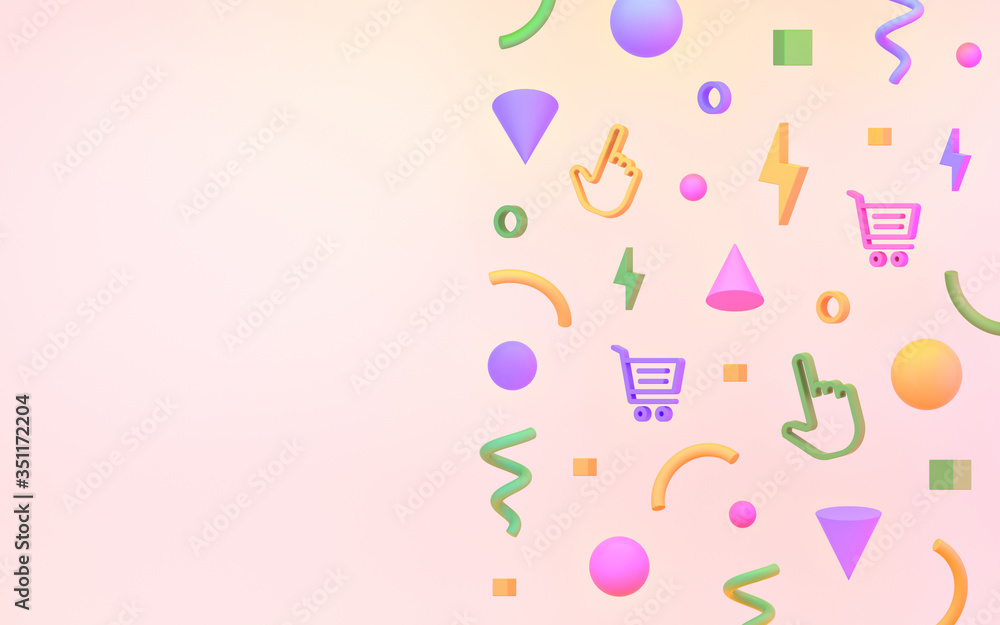 Abstract geometric 3d shapes background for ecommerce.