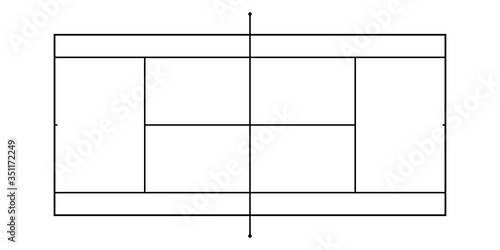 Tennis court backround with exact proportions. Top view. Vector illustration.