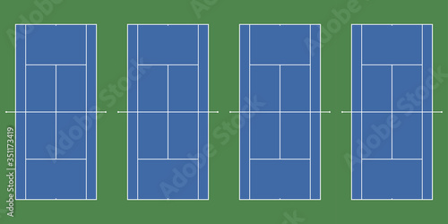 Tennis courts backround with exact proportions. Top view. Vector illustration.