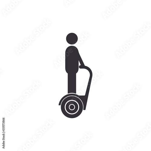 Person riding vehicle icon isolated on background. Self-balancing vehicle symbol modern, simple, vector, icon for website design, mobile app, ui. Vector Illustration