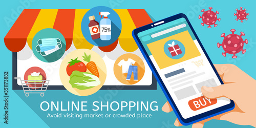 Online shopping flat illustration
