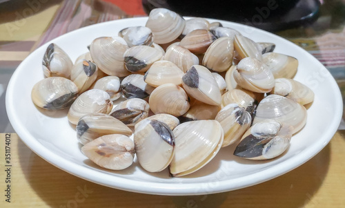 typical Vietnamese food and regional healthy dishes with sea shells, seafood