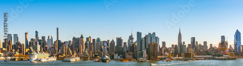 Daytime view of Manhattan Skyscrapers in New York  USA