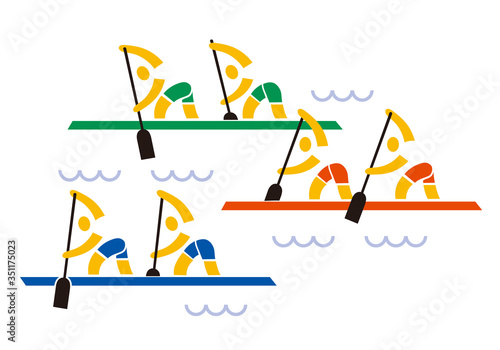 Rowing kayak competition.
Stylized  Illustration of three racing boats. Isolated on white background.Vector available.