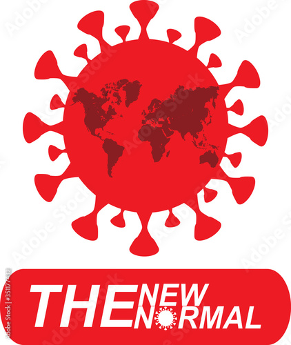 New normal concept word and world globe background banner, What will be The new normal after COVID-19 concept disruption human lifestyle