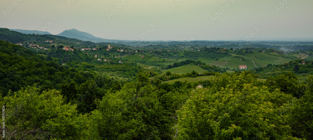 Fototapeta premium A picturesque village on the hill, Croatia, Europe