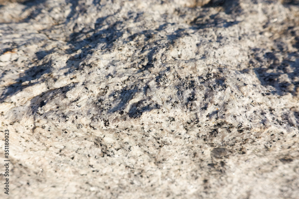 Abstract macro view of a gray white granite rock texture outdoors in sunlight. Abstract macro view of a gray white granite rock texture outdoors in sunlight.