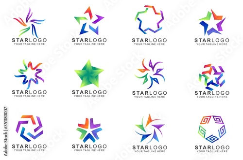 Set Of Colorful Star Logo Design