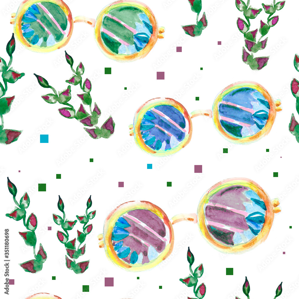 watercolor set, spring. seamless pattern. print on fabric, t-shirts, baby clothes. print for paper products, cuts, booklets, sketchbooks, notebooks. The press on mugs, plates. background.