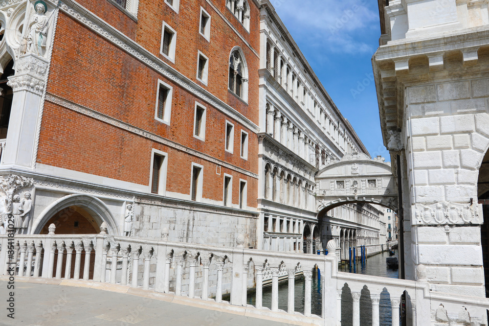 Surreal view of Venice and the famous Bridge of Sighs without to