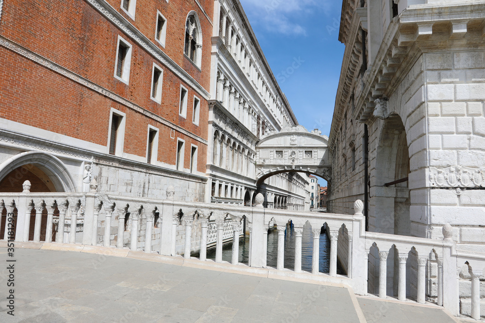 famous view of Venice with the Bridge of Sighs but without peopl