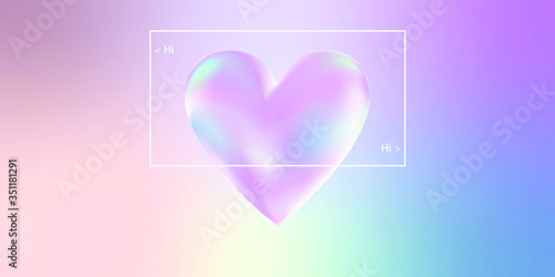 Beautiful vector chromatic pastel heart, web banner, background, gradient.