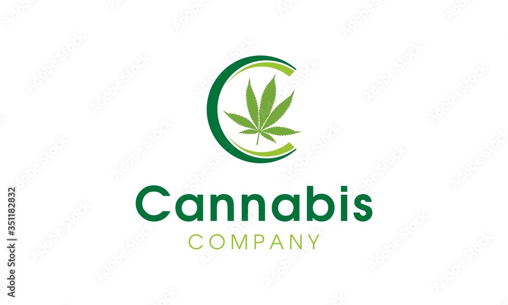 simple initial / letter C with marijuana logo design simple initial / letter C with marijuana logo design