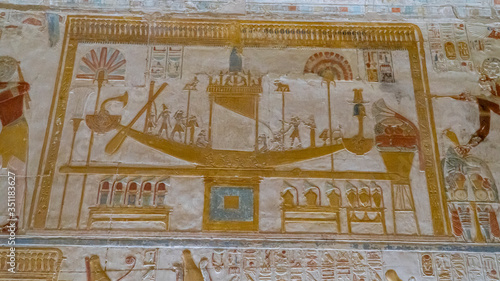 Temple of Seti I in Abydos. Abydos is notable for the memorial temple of Seti I, which contains the Abydos of Egypt King List from Menes until Seti I's father, Ramesses I. Egypt. photo