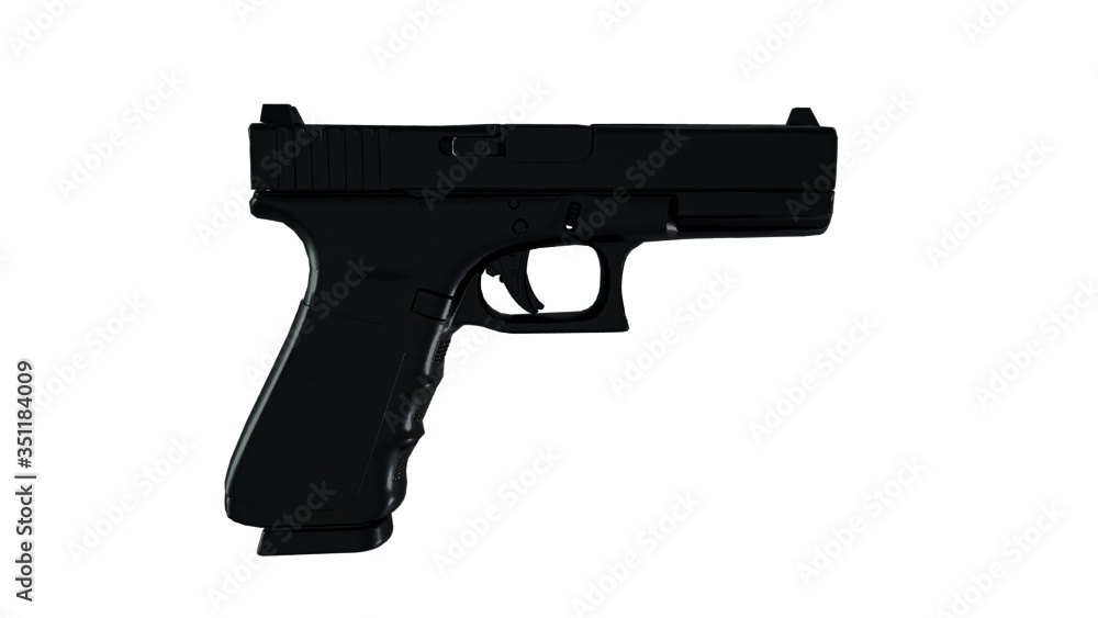 modern black submachine gun transparent background 3d render