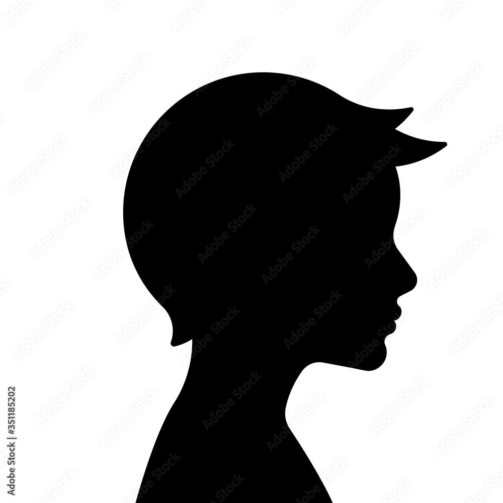 Silhouette of a boy. The side of the child's head.